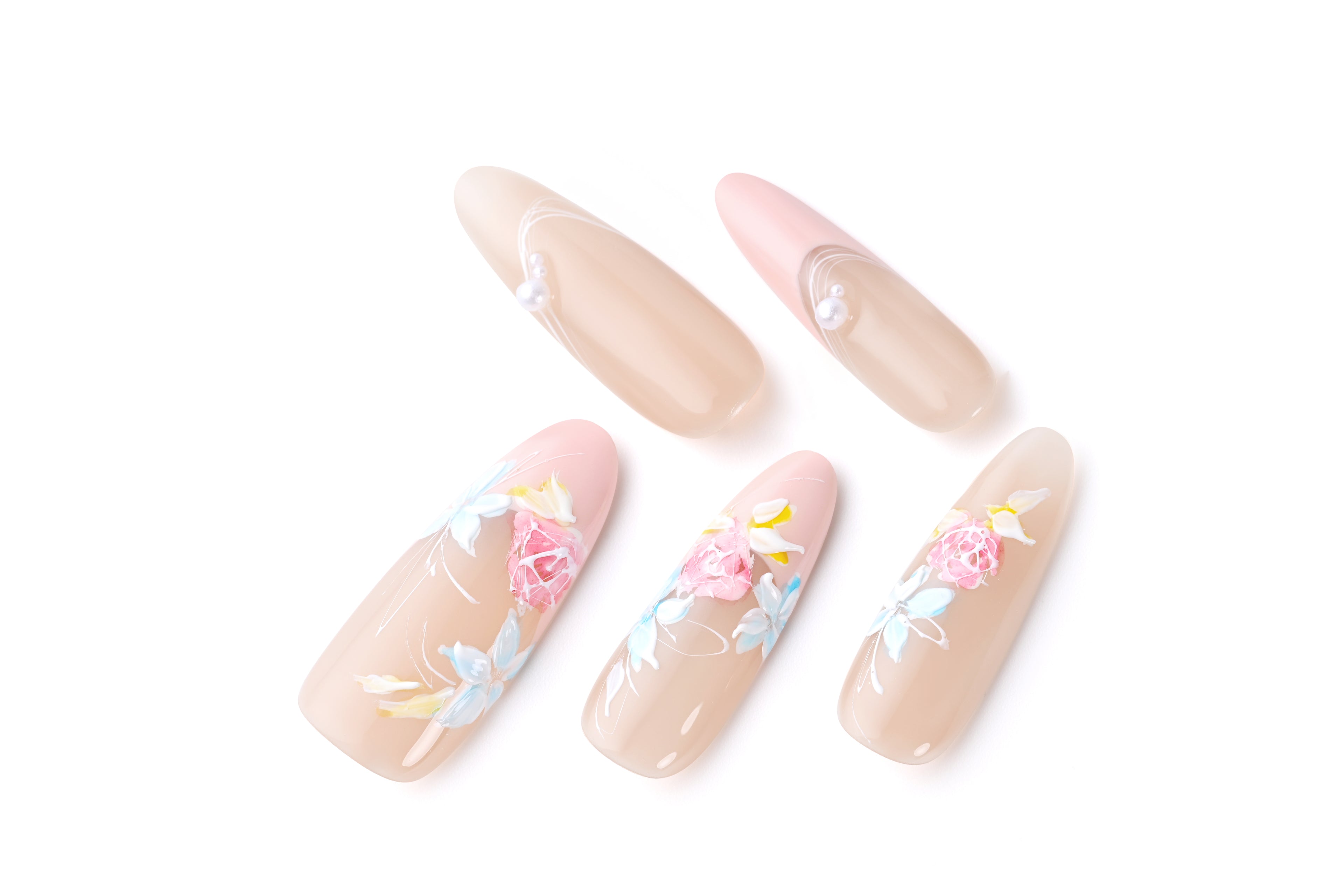 Hand-painted rose nail art