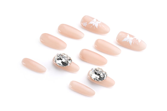 Hand-painted orchid nail art