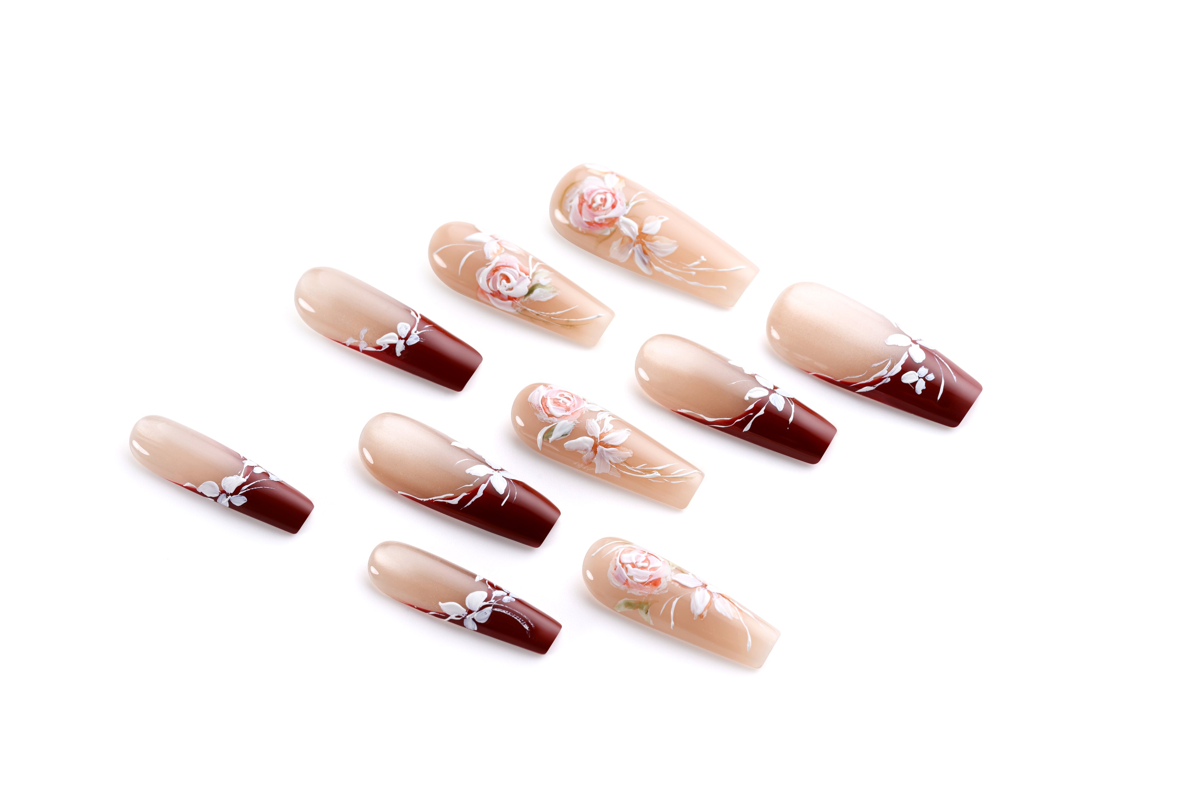 Hand-painted Rose Nail Art