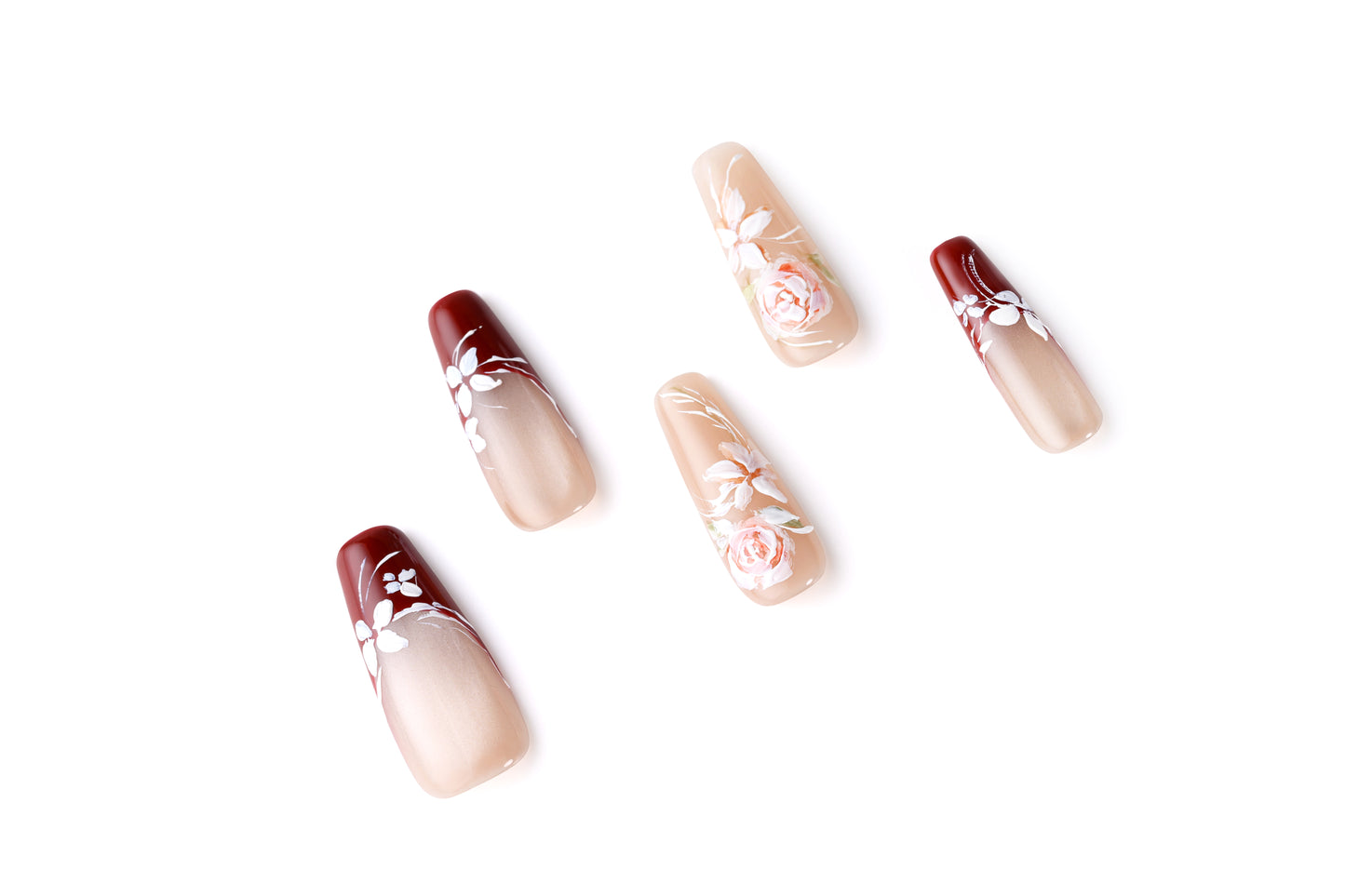 Hand-painted Rose Nail Art