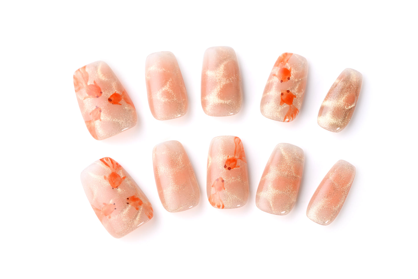 Hand-painted Goldfish Nail Art