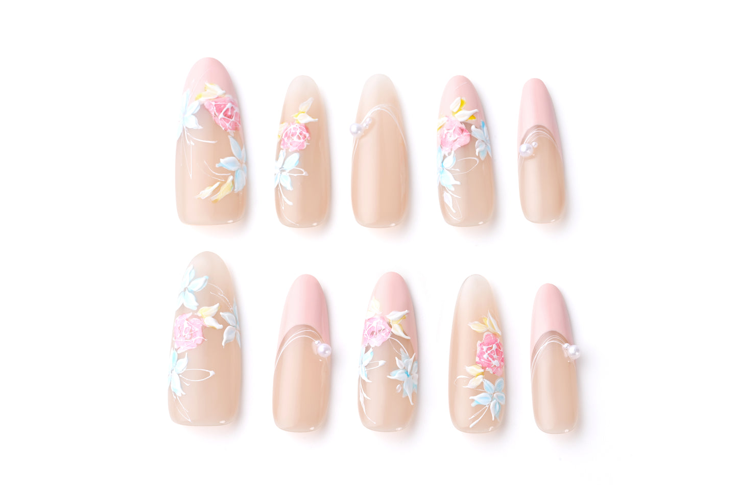 Hand-painted rose nail art