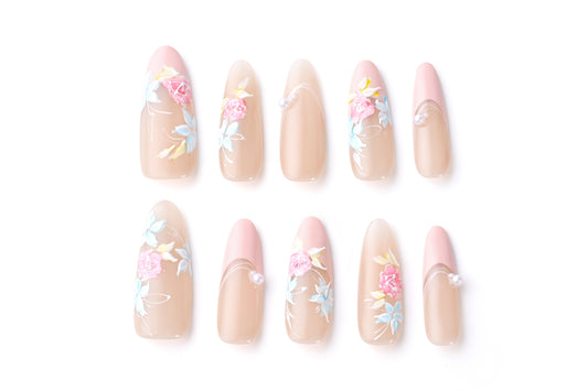 Hand-painted rose nail art