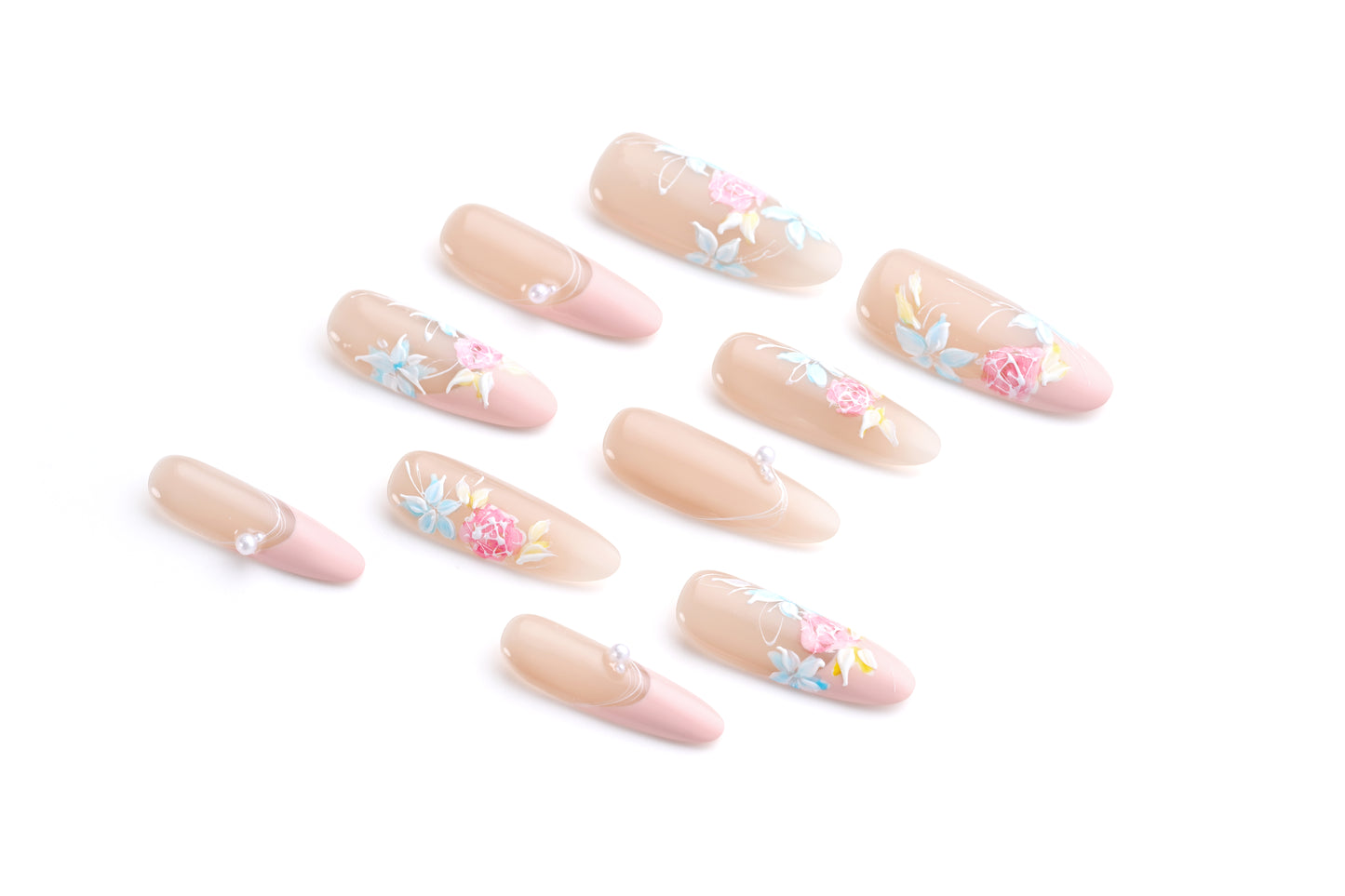 Hand-painted rose nail art