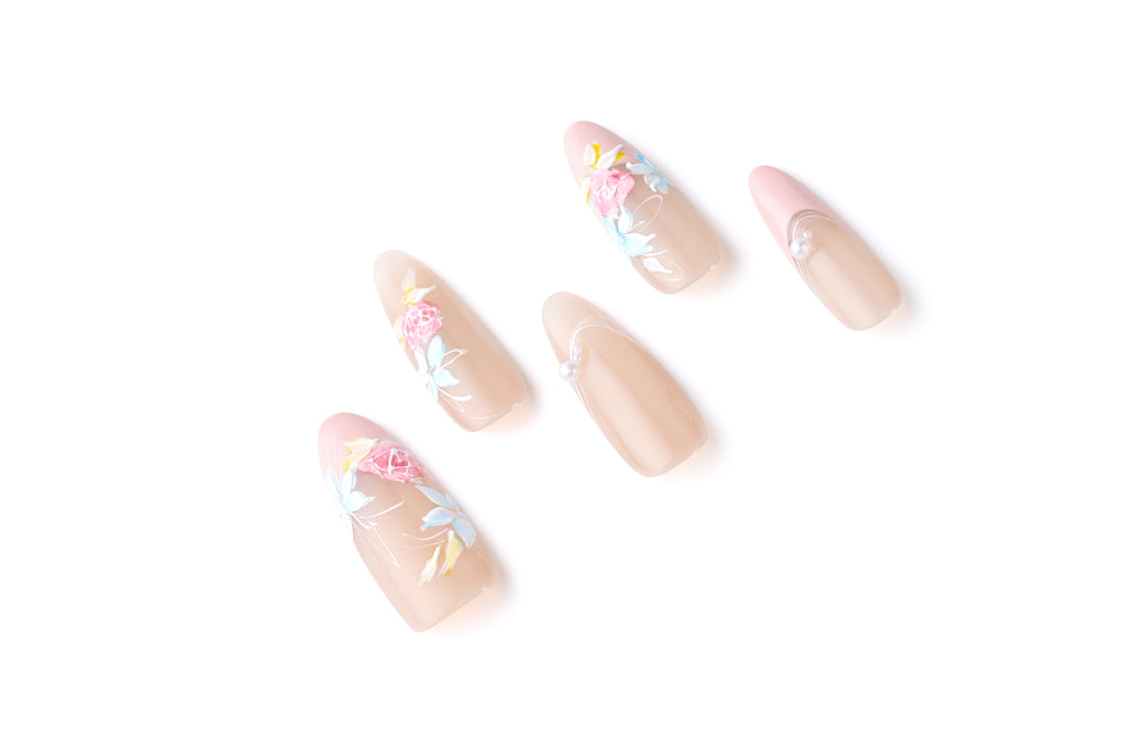 Hand-painted rose nail art