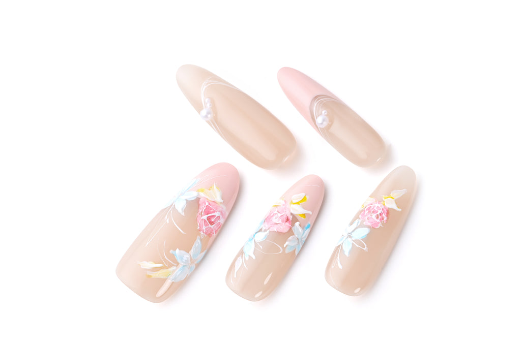 Hand-painted rose nail art