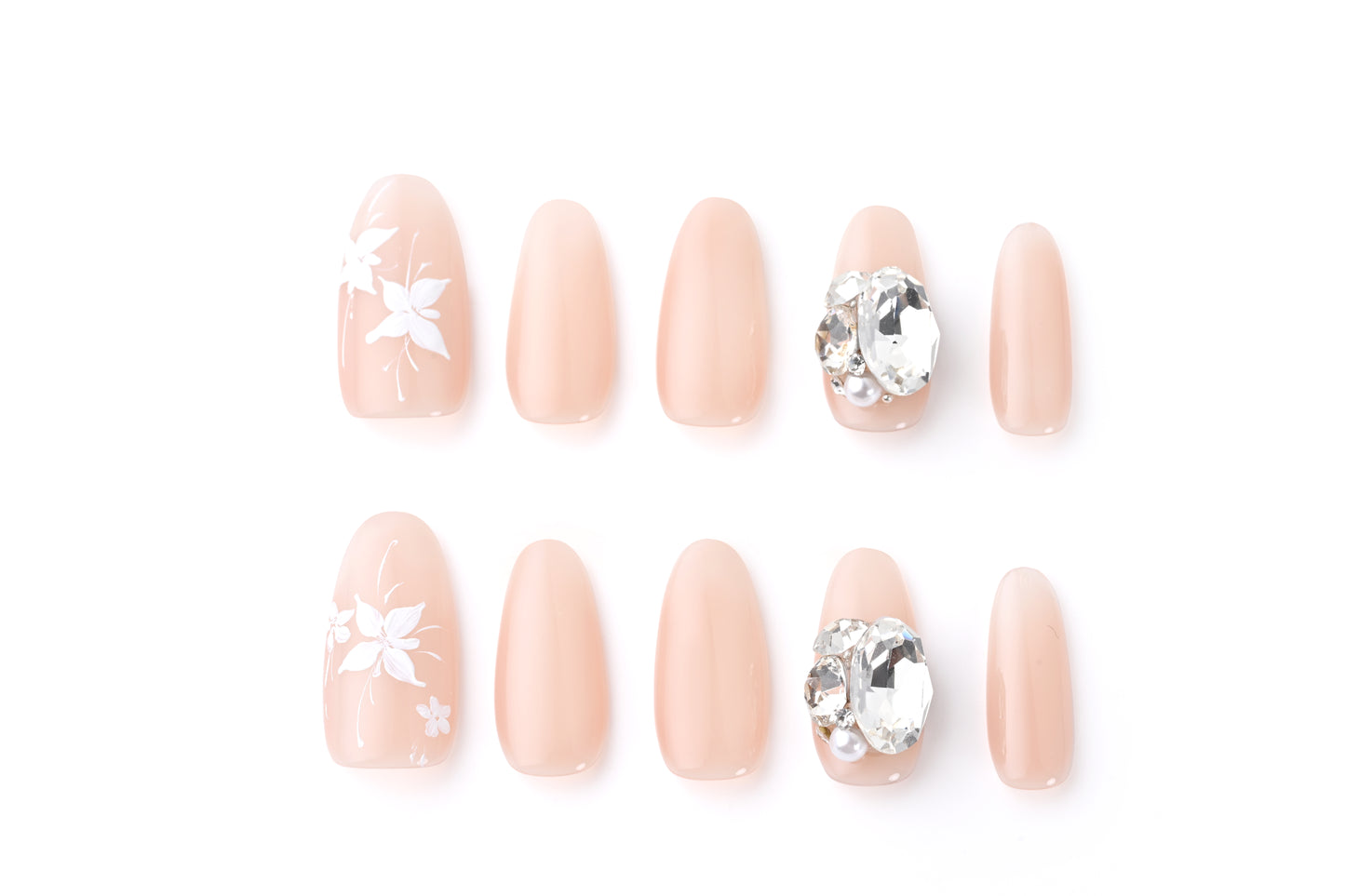 Hand-painted orchid nail art