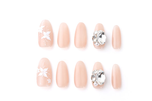 Hand-painted orchid nail art