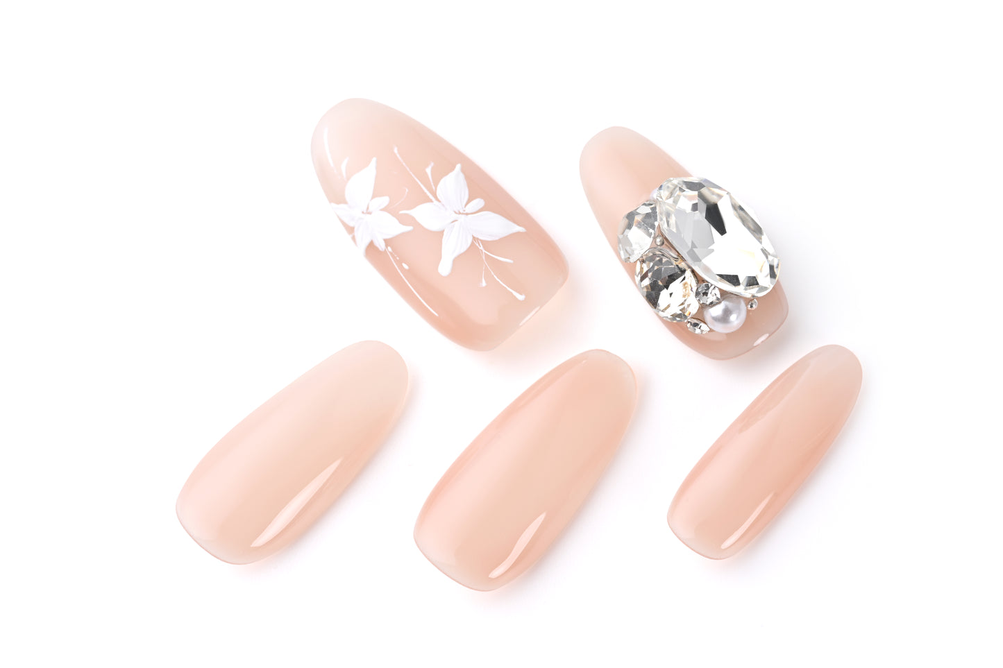 Hand-painted orchid nail art