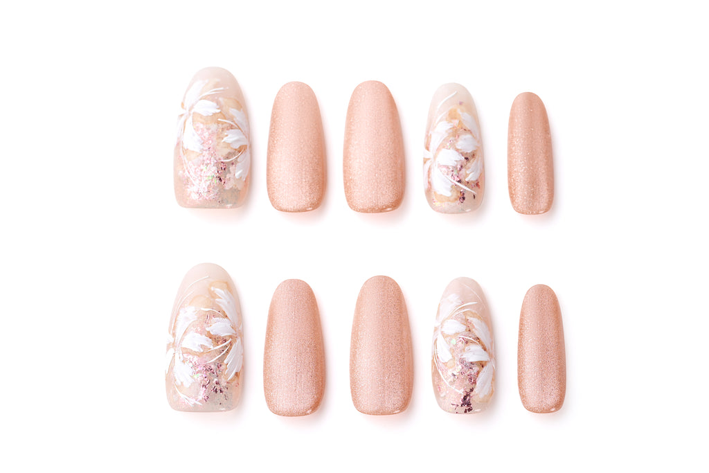 Hand-painted cherry blossom nail art