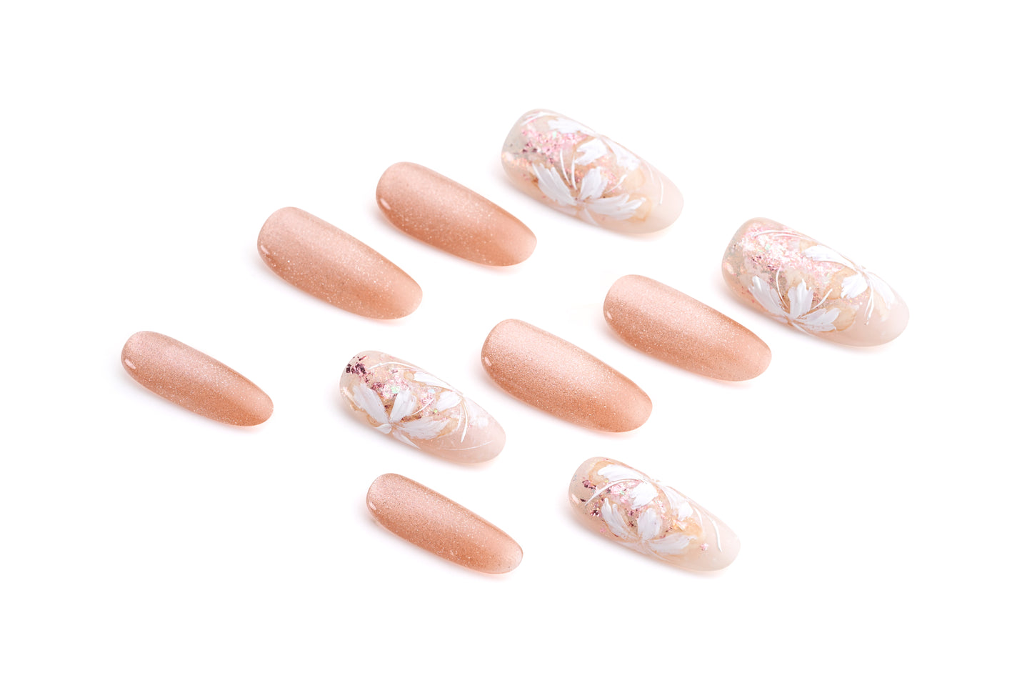 Hand-painted cherry blossom nail art