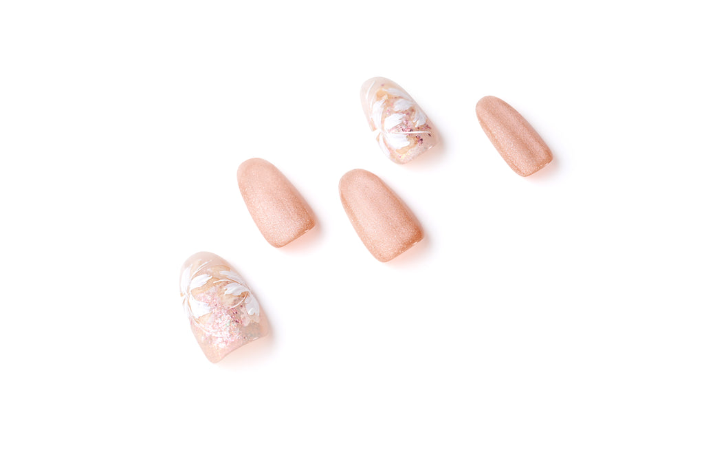 Hand-painted cherry blossom nail art