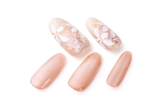 Hand-painted cherry blossom nail art