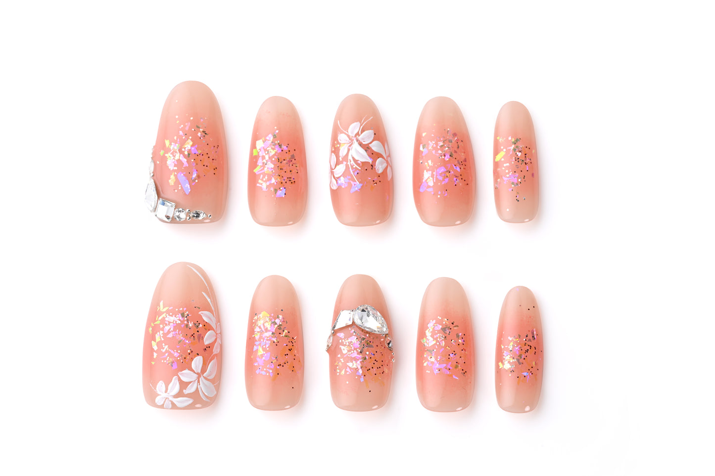 Hand-painted cherry blossom nail art
