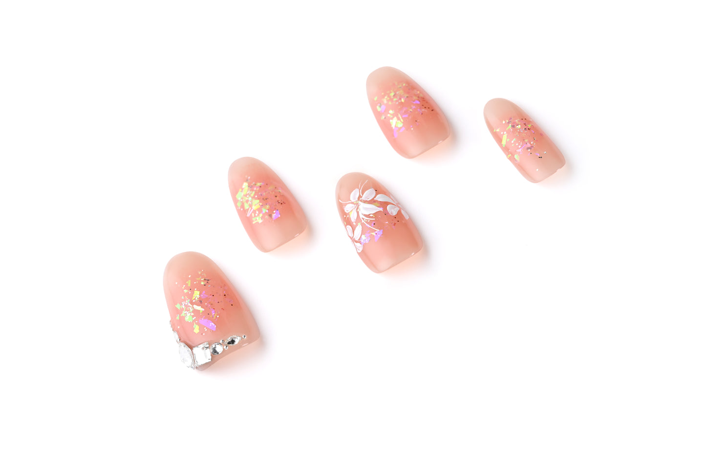 Hand-painted cherry blossom nail art