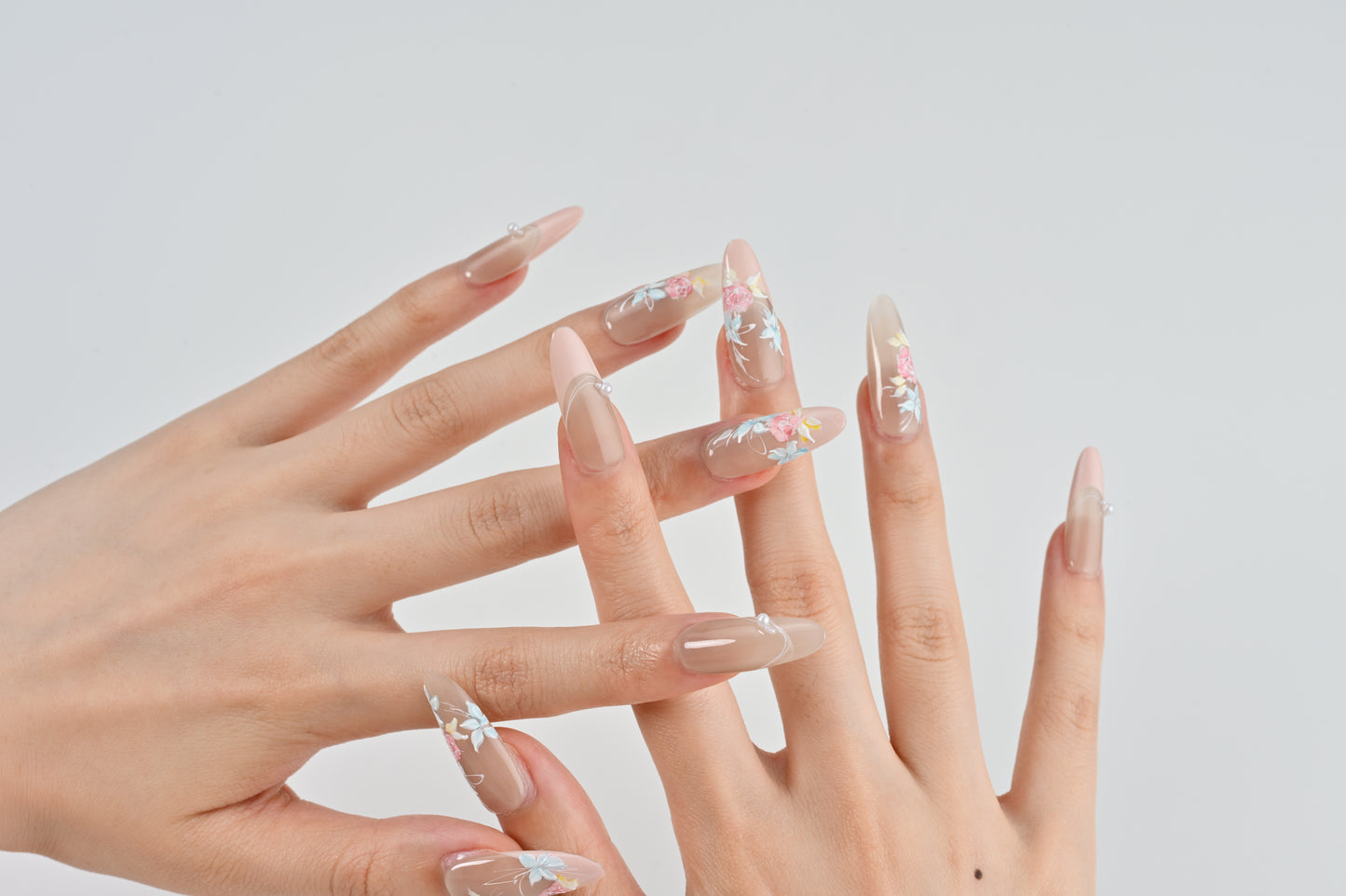 Hand-painted rose nail art