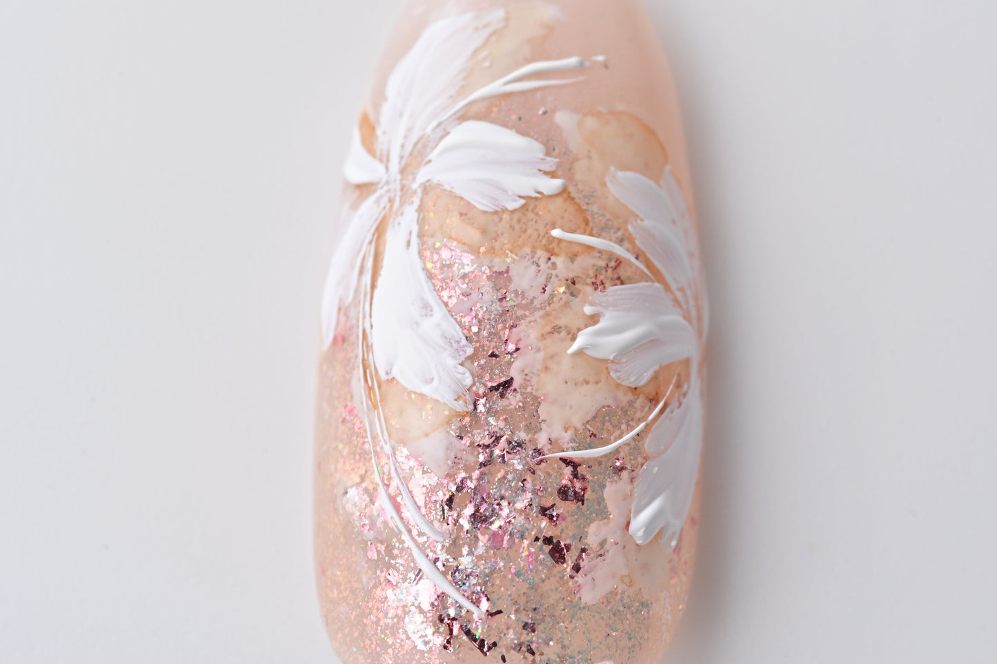 Hand-painted cherry blossom nail art