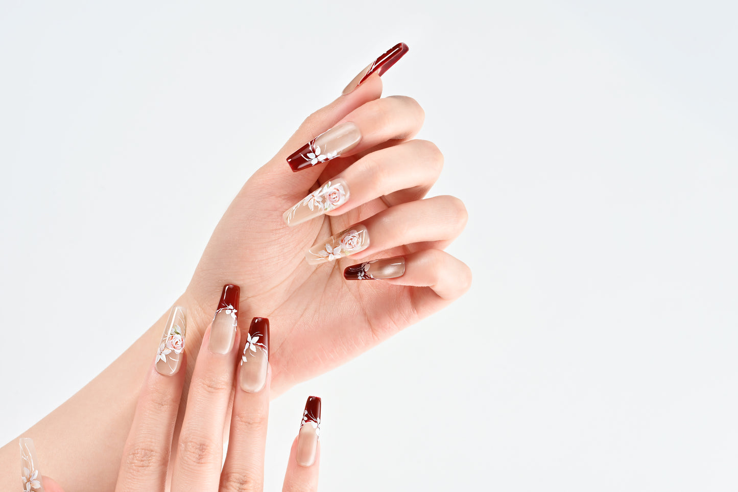 Hand-painted Rose Nail Art