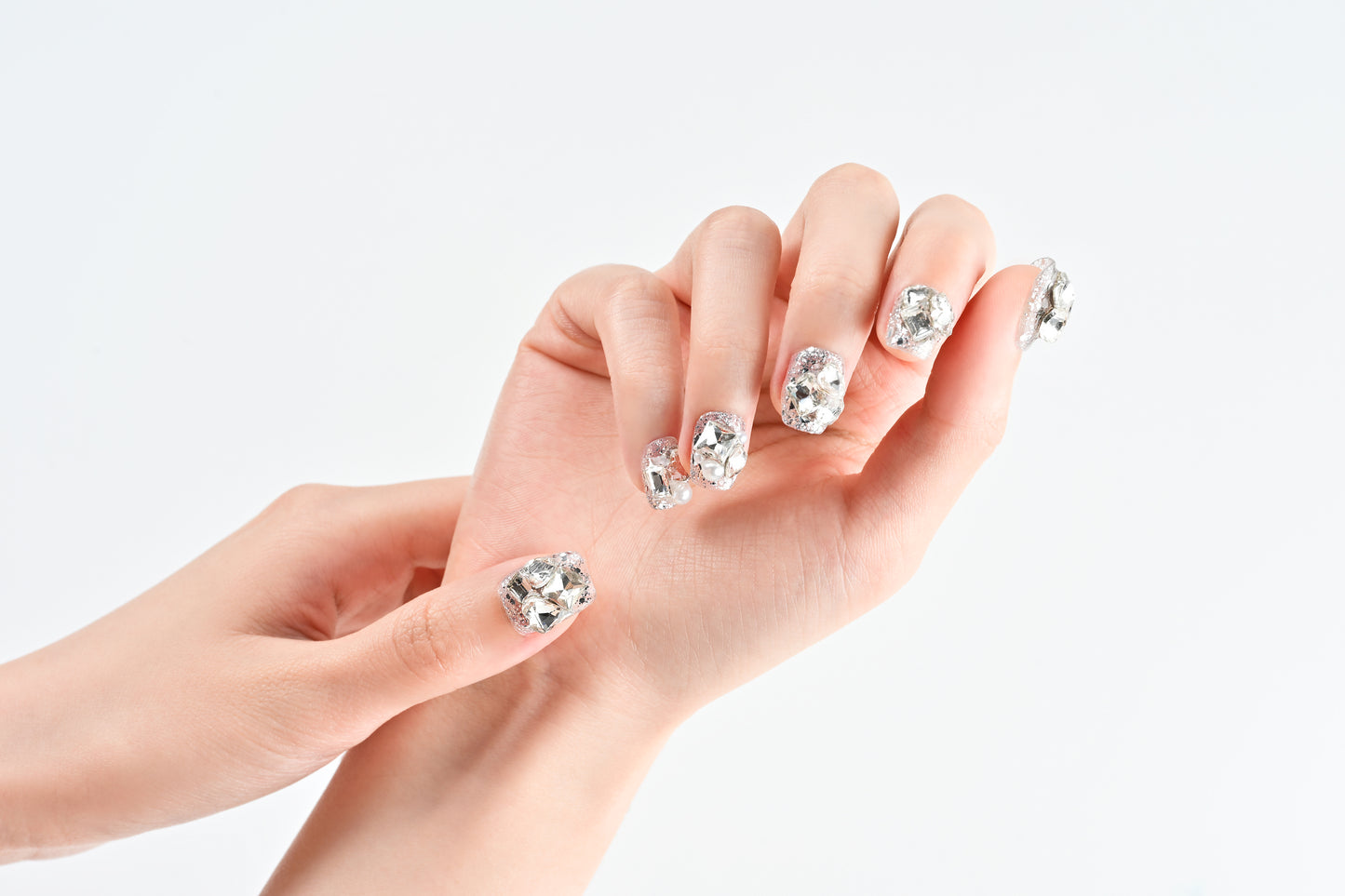 Tow-Color Fully Studded Short Manicure