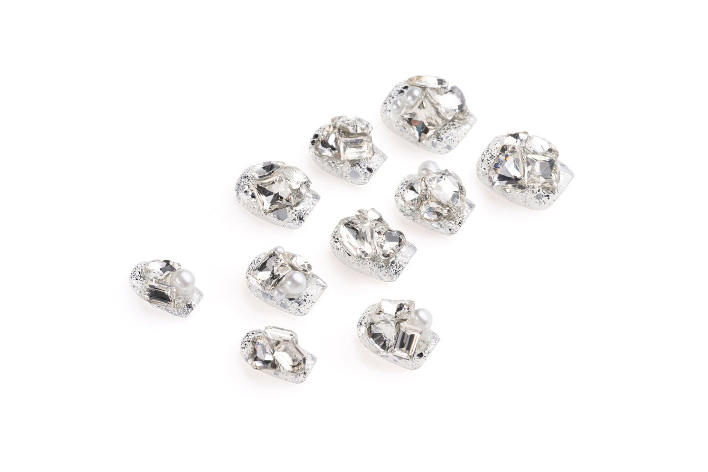 Tow-Color Fully Studded Short Manicure