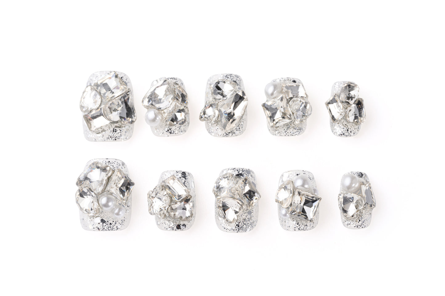 Tow-Color Fully Studded Short Manicure