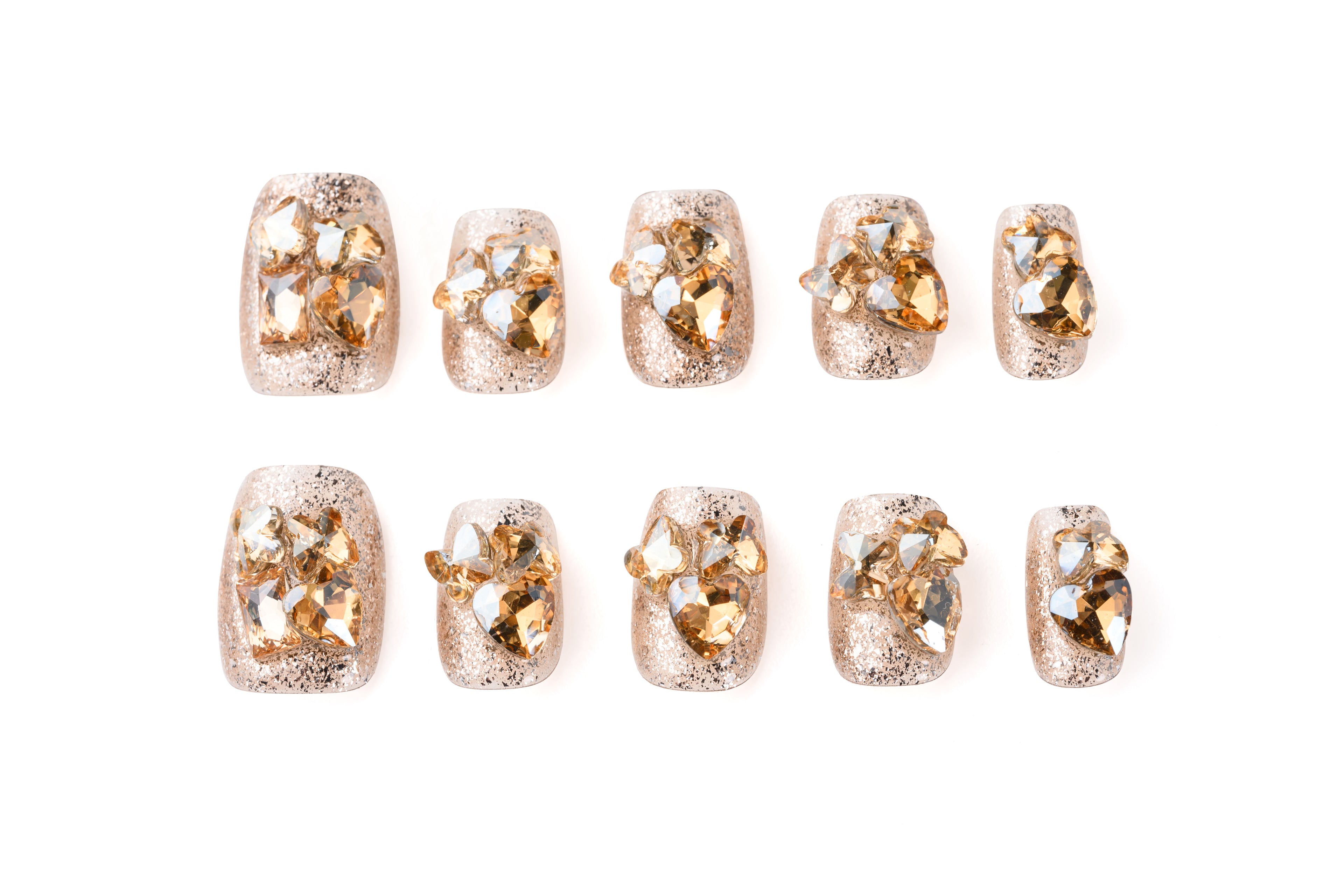 Tow-Color Fully Studded Short Manicure