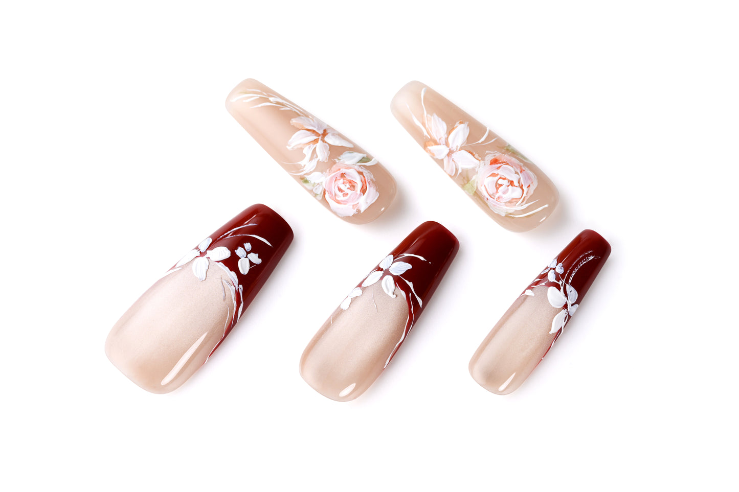 Hand-painted Rose Nail Art