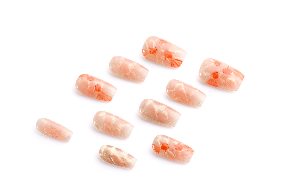 Hand-painted Goldfish Nail Art