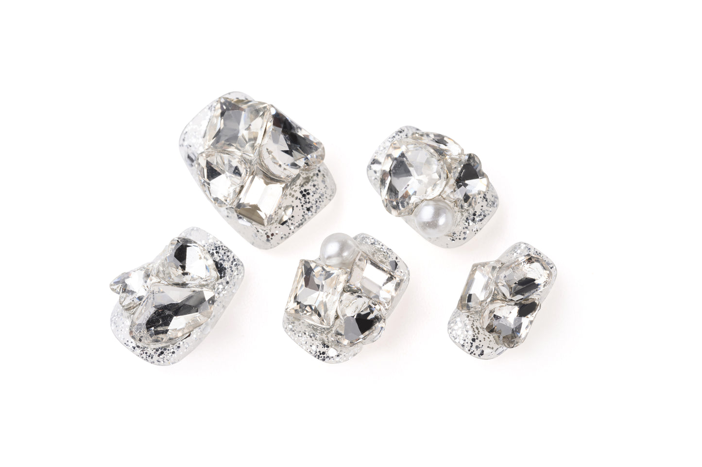 Tow-Color Fully Studded Short Manicure