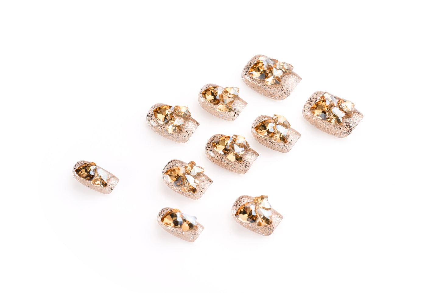 Tow-Color Fully Studded Short Manicure