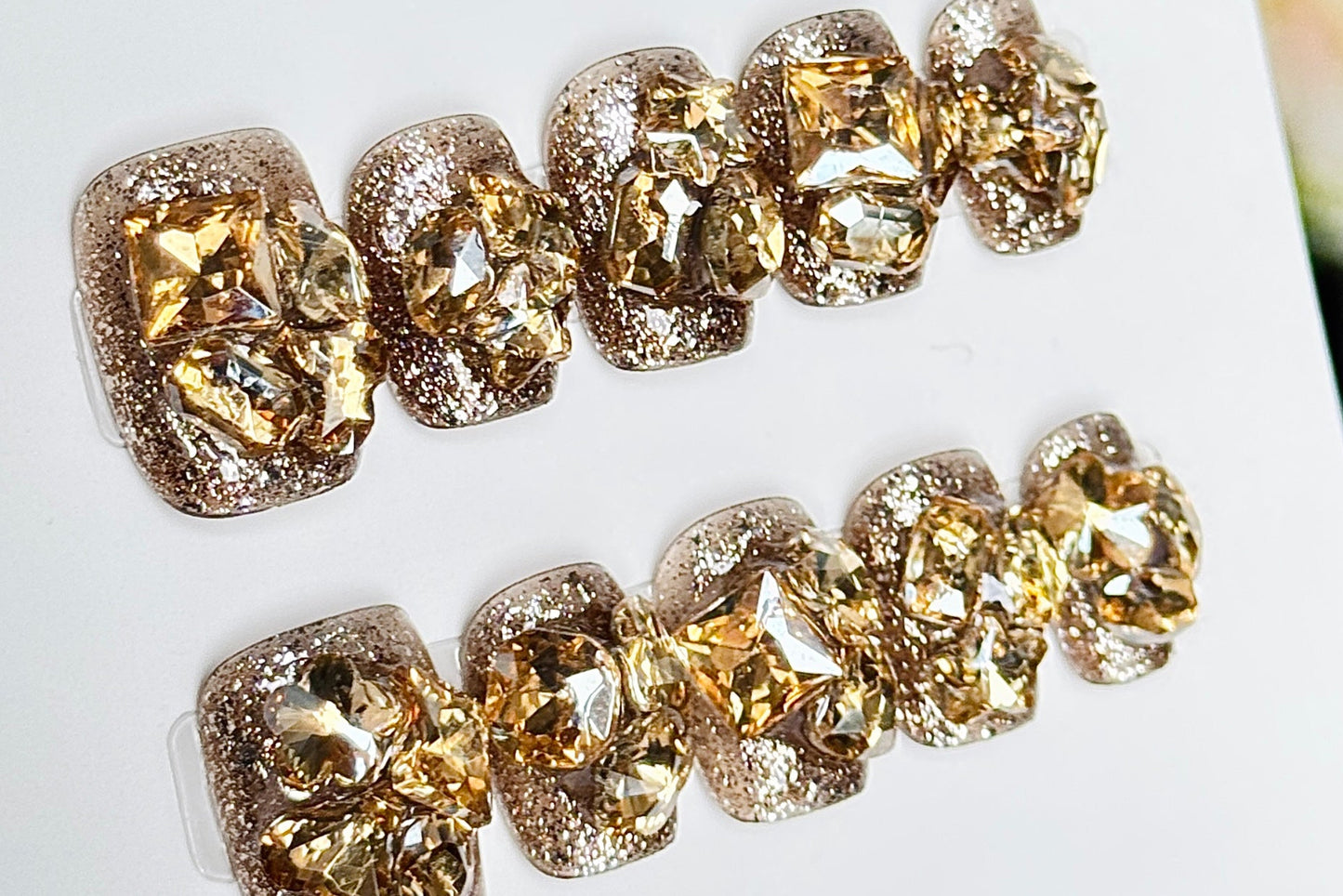 Tow-Color Fully Studded Short Manicure